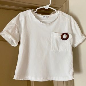 Zara Girls White Tee with Pocket